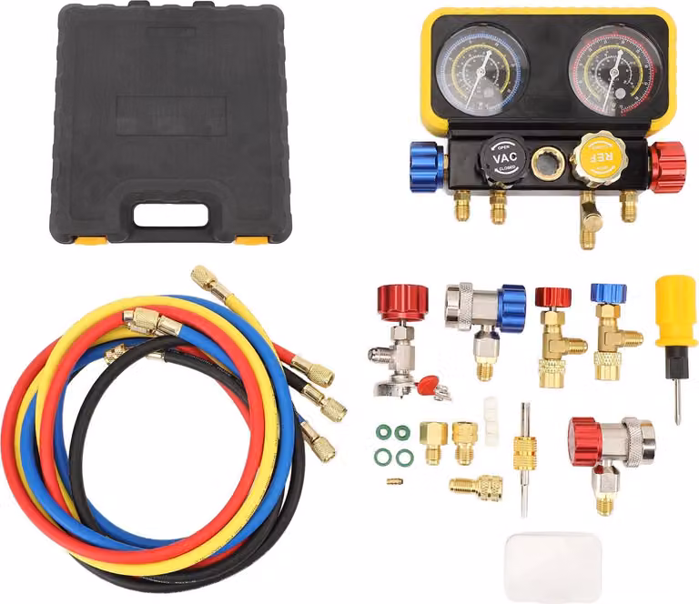 Set di manometri per collettori AC, set di strumenti professionali per manometri per auto per refrigeranti R410a, R22 e R134a