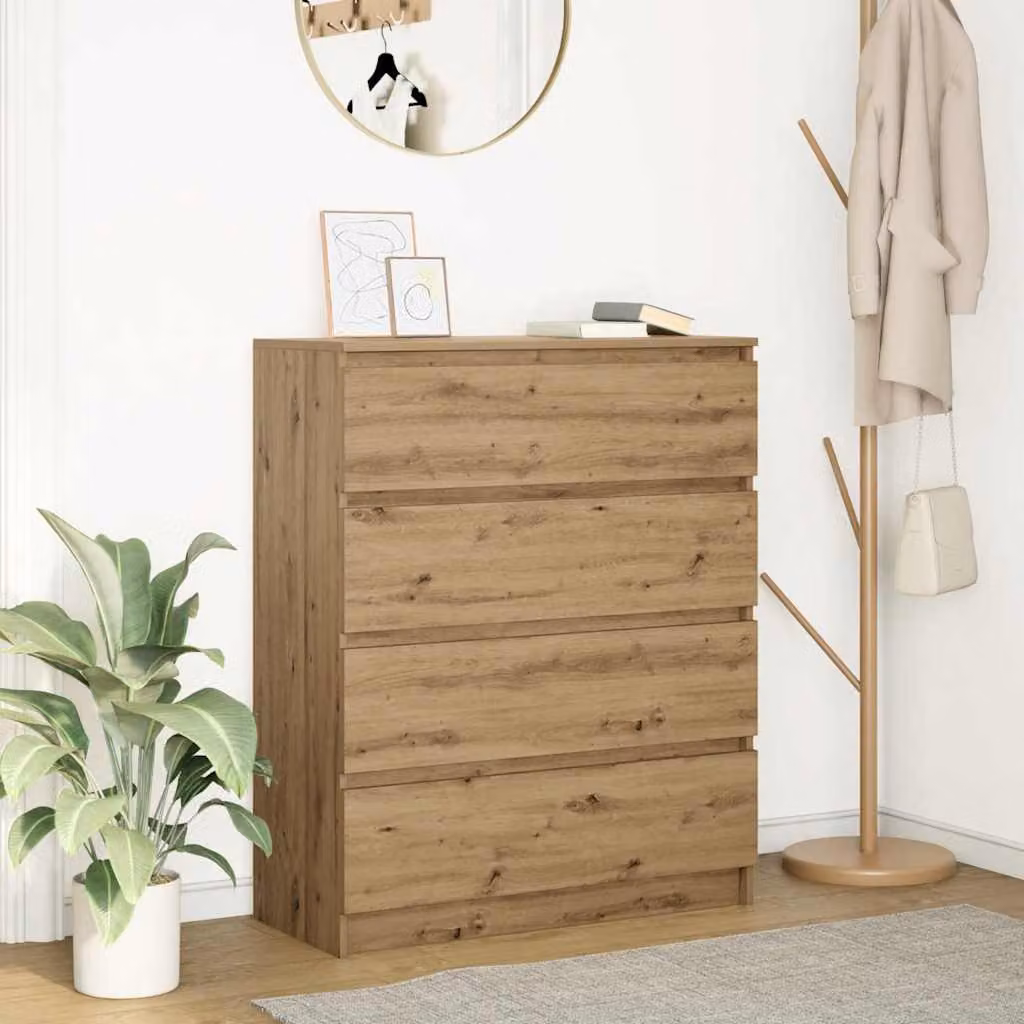 Credenza vidaXL in Legno Rovere e MDF Marrone, Design Minimalista, L 80 cm x P 35 cm x H 99 cm