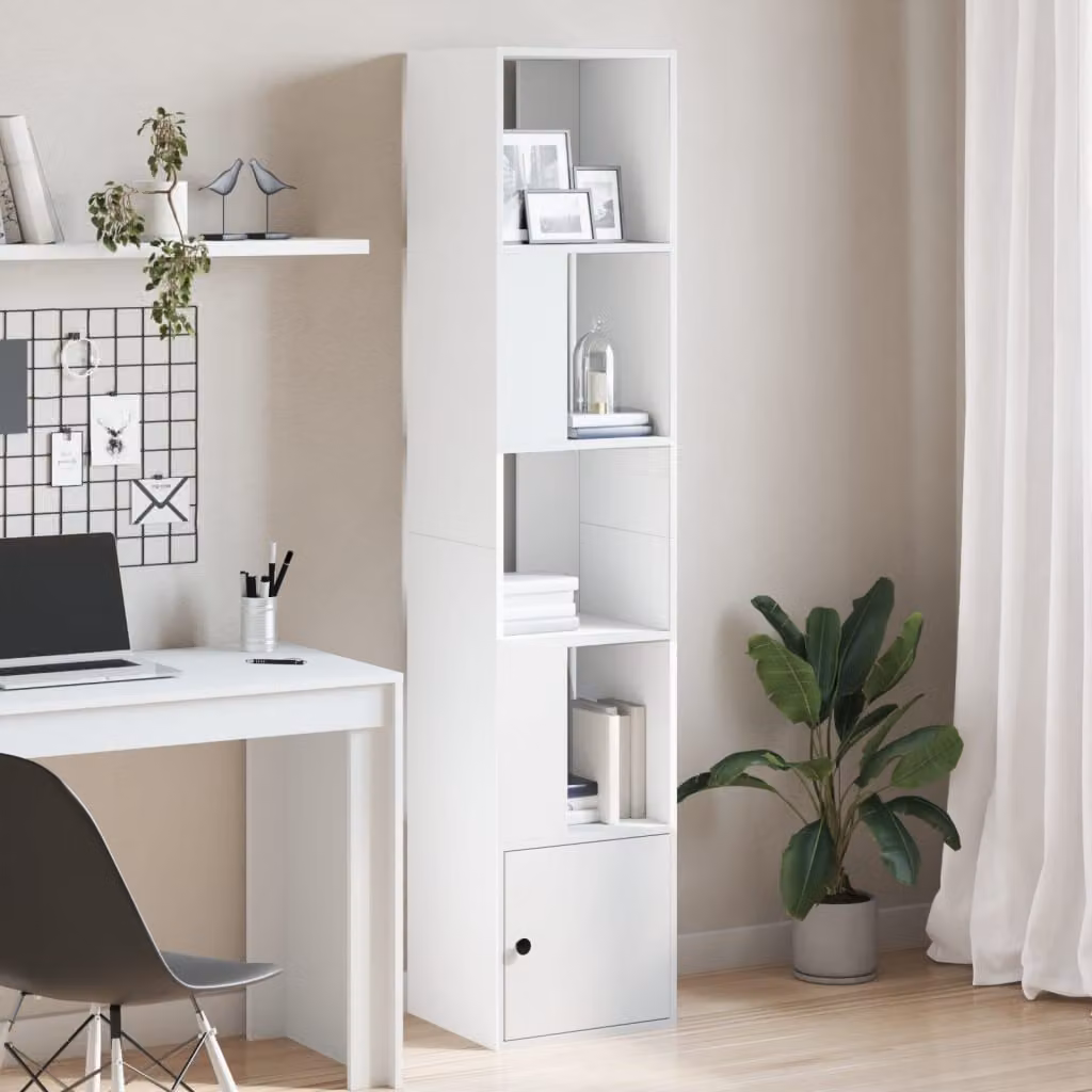 Libreria bianca vidaXL in legno multistrato con pannello posteriore, L 40 cm, P 36 cm, H 189 cm
