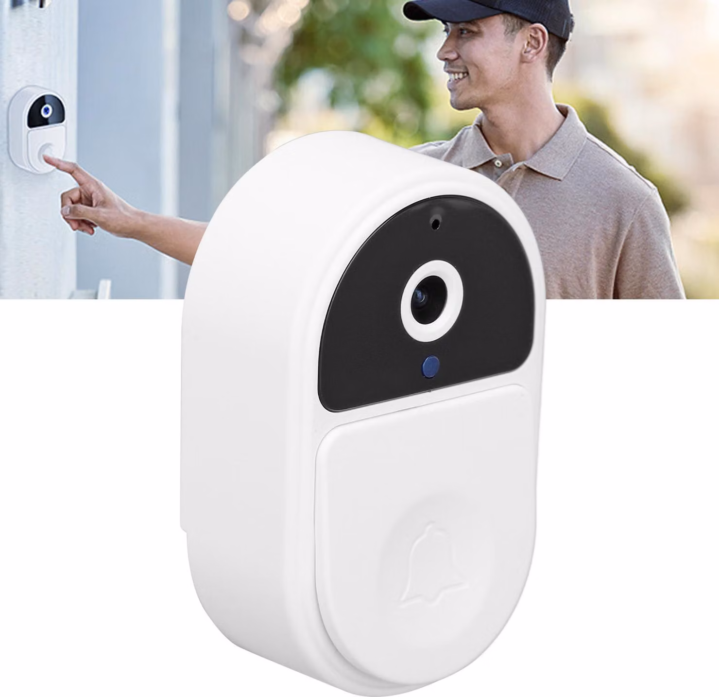 Campanello video, telecamera WiFi, senza fili, 1080P, visione notturna grandangolare, APP con ricevitore, intelligente per la sicurezza domestica