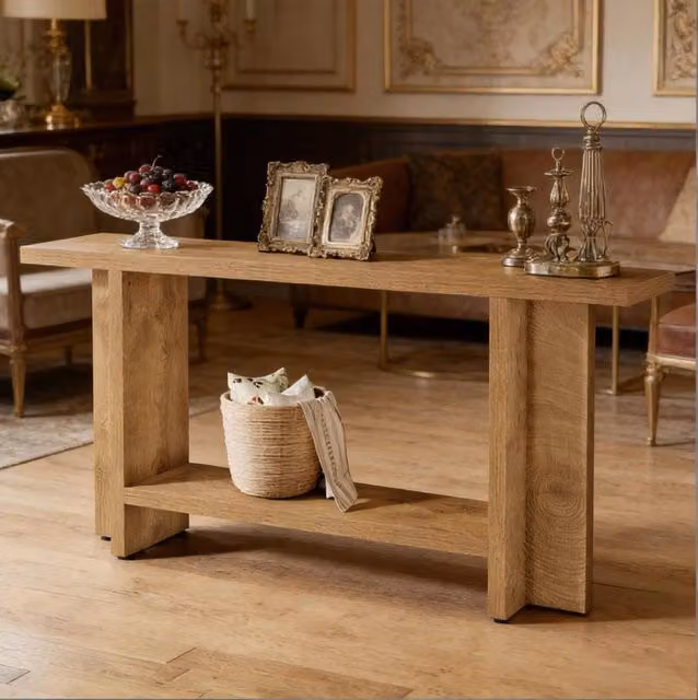 Consolle ULEVR 150x30x80 cm a 2 ripiani, tavolo da ingresso in MDF marrone