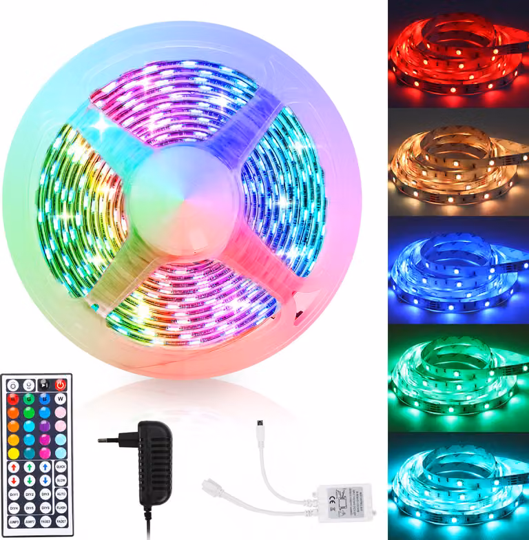 Jayseuw 3M Striscia LED Striscia luminosa RGB SMD5050 Striscia luminosa per feste natalizie Bar Illuminazione 24 pulsanti Telecomando