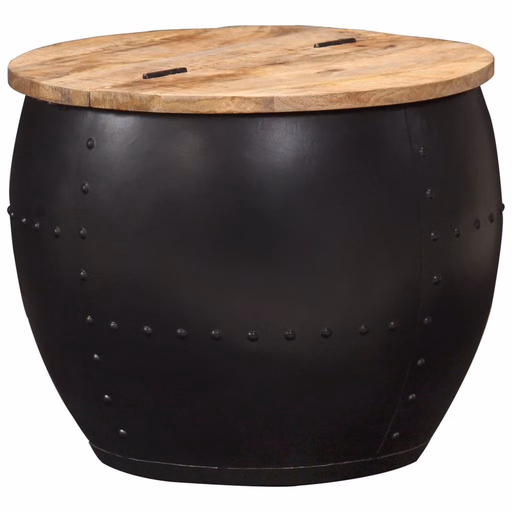 The Living Store Tavolino rotondo 53×43 cm in legno massiccio di mango