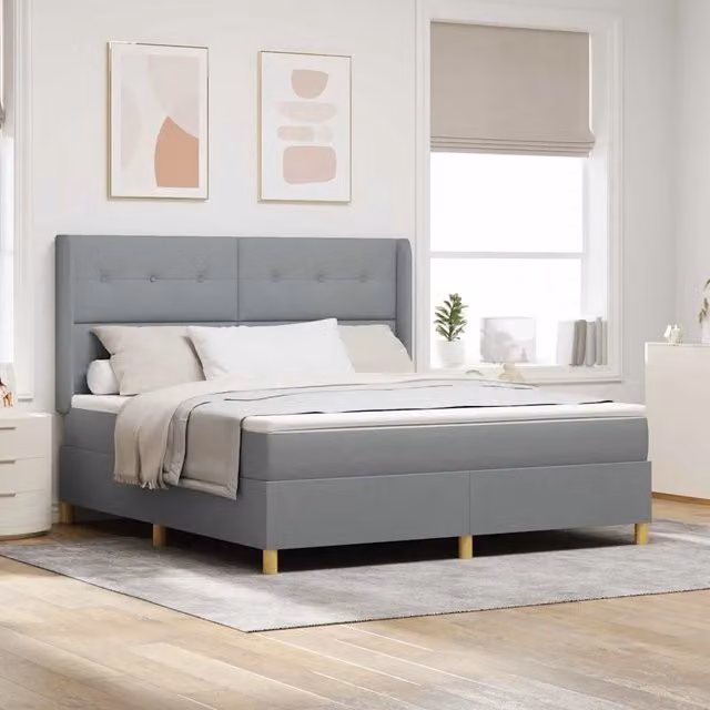 Letto a molle con testiera Grigio chiaro 180 x 200 cm Tessuto 3343707