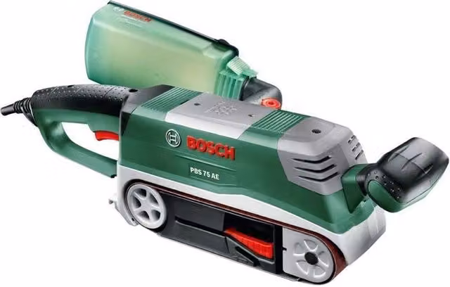 Bosch PBS 75 AE Set Levigatrice a nastro 750 W con velocità regolabile 200-350 m/min colore Verde Grigio