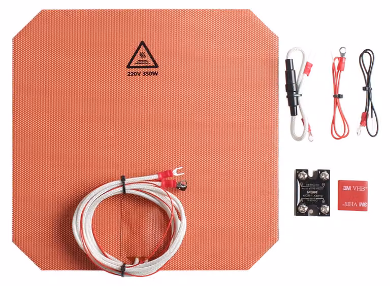 Tappetino riscaldante in silicone per stampanti 3D, alimentazione AC 220 V, 350 W, dimensioni 218 x 218 mm