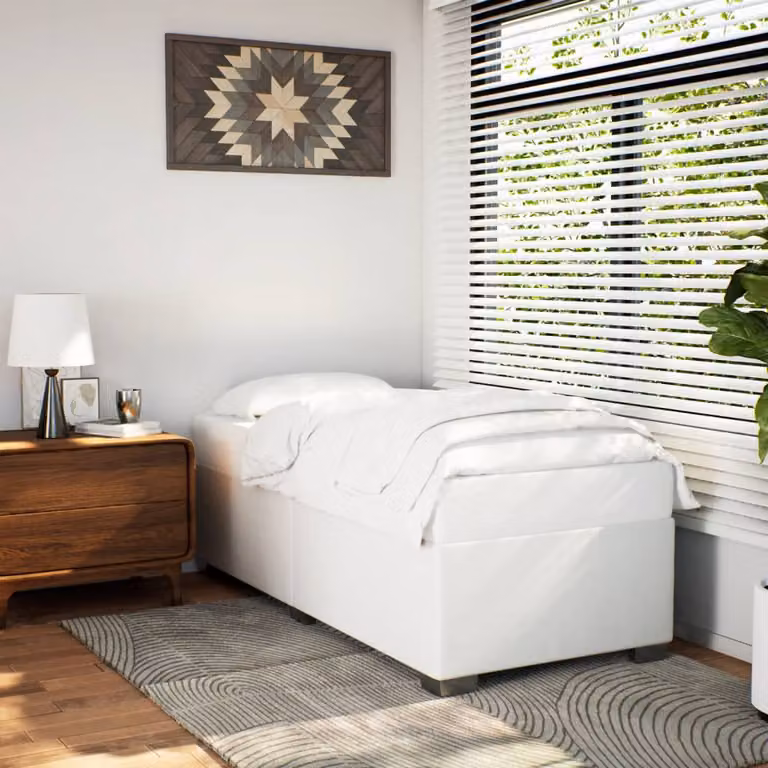 vidaXL Giroletto Bianco in Similpelle con Listelli in Legno L/P: 90 x 200 cm
