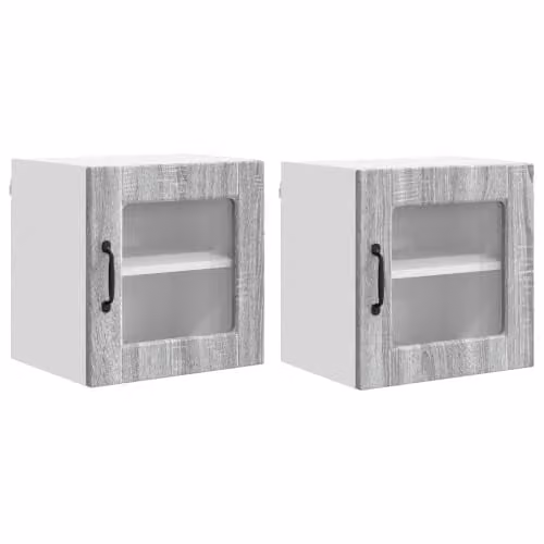Helloshop26 Set di 2 pensili da cucina moderni con 2 ripiani, 40 x 31 x 40 cm, in legno di ingegneria, grigio Sonoma 02_0054194