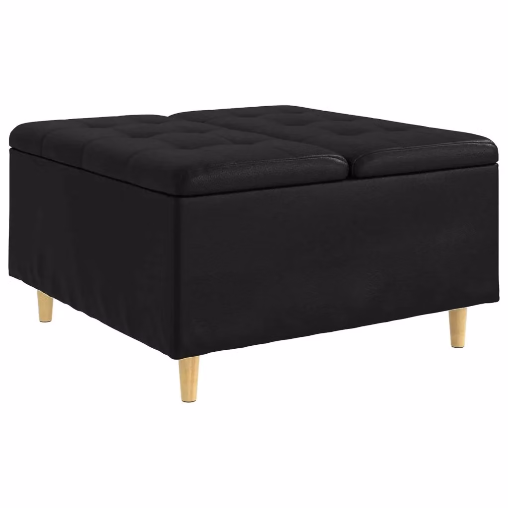 Pouf con contenitore vidaXL in pelle sintetica nera per soggiorno e camera da letto L/P/H: 80 x 80 x 45 cm – 2