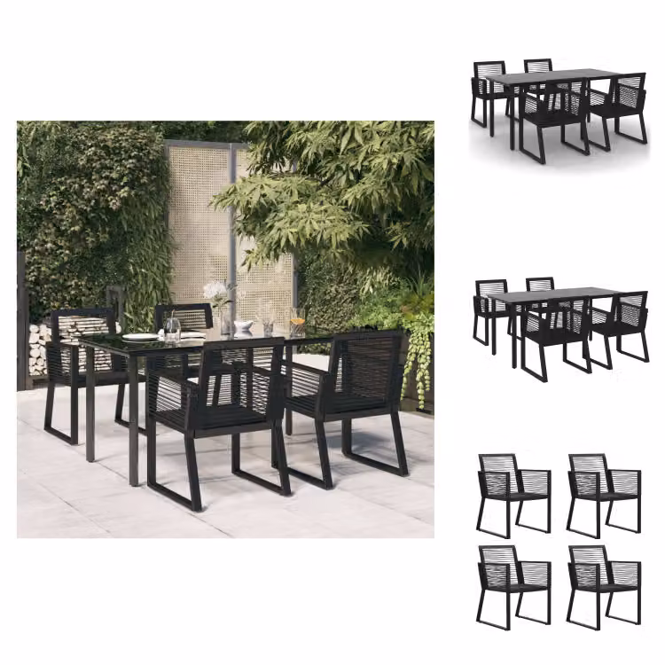 vidaXL Set da pranzo da giardino 5 pezzi in PVC rattan nero - Set di mobili da giardino