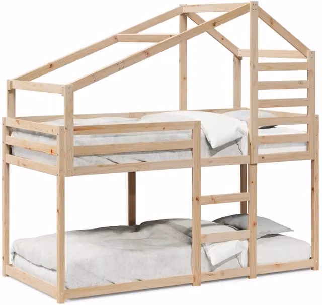 Letto singolo | Letto per adulti | Letto a Castello senza Materasso 90x200cm Massello Pino