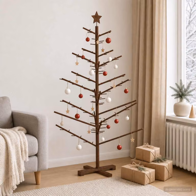 vidaXL Albero di Natale in legno 150 cm Bambù e legno di pino massello