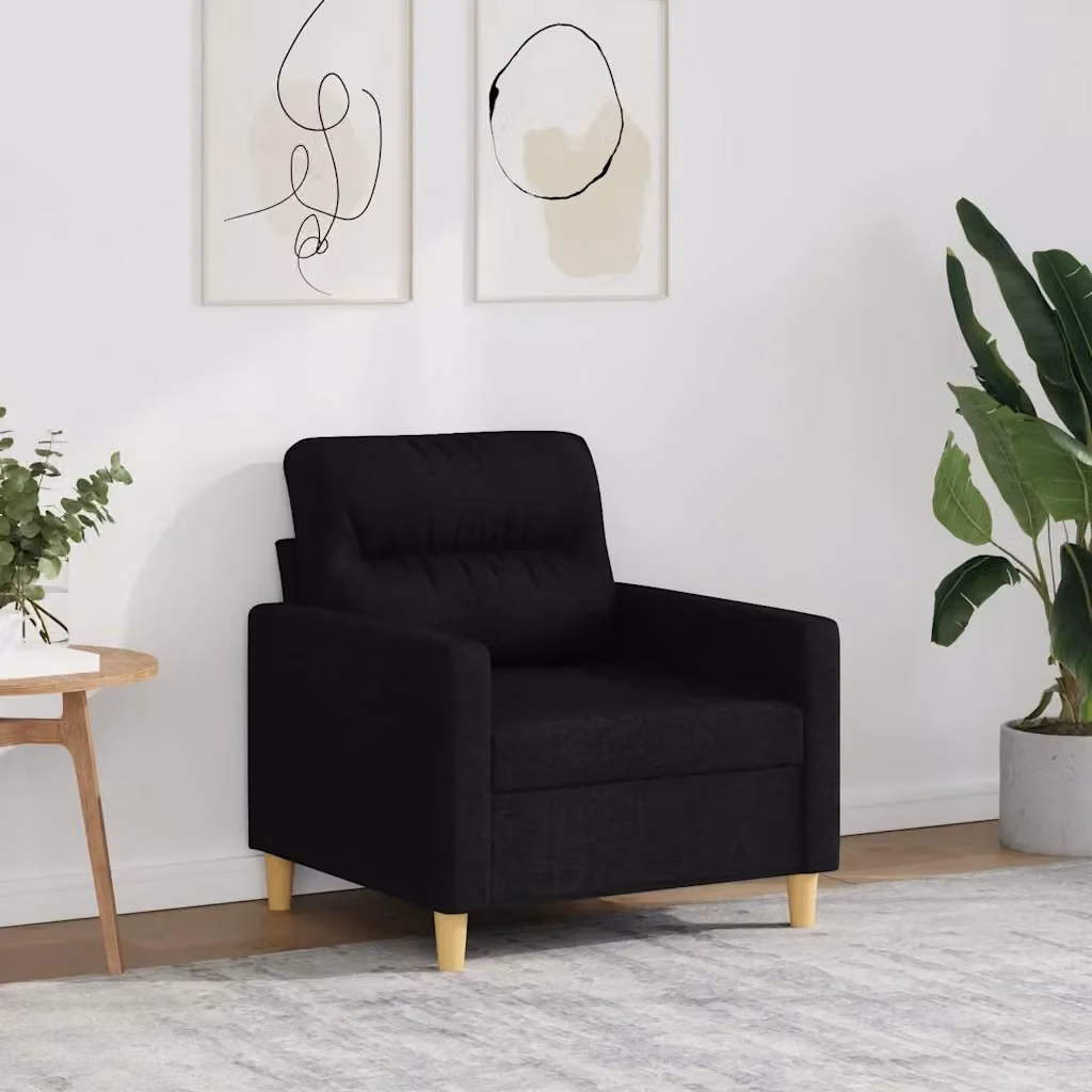 Poltrona Relax Recliner Nera con Braccioli in Tessuto e Struttura in Metallo per Soggiorno – 2