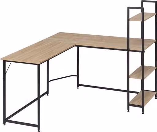 Scrivania ad angolo con spazio di archiviazione - spaziosa postazione di lavoro - elegante e moderna - adatta all'ufficio e allo studio - rovere chiaro/nero