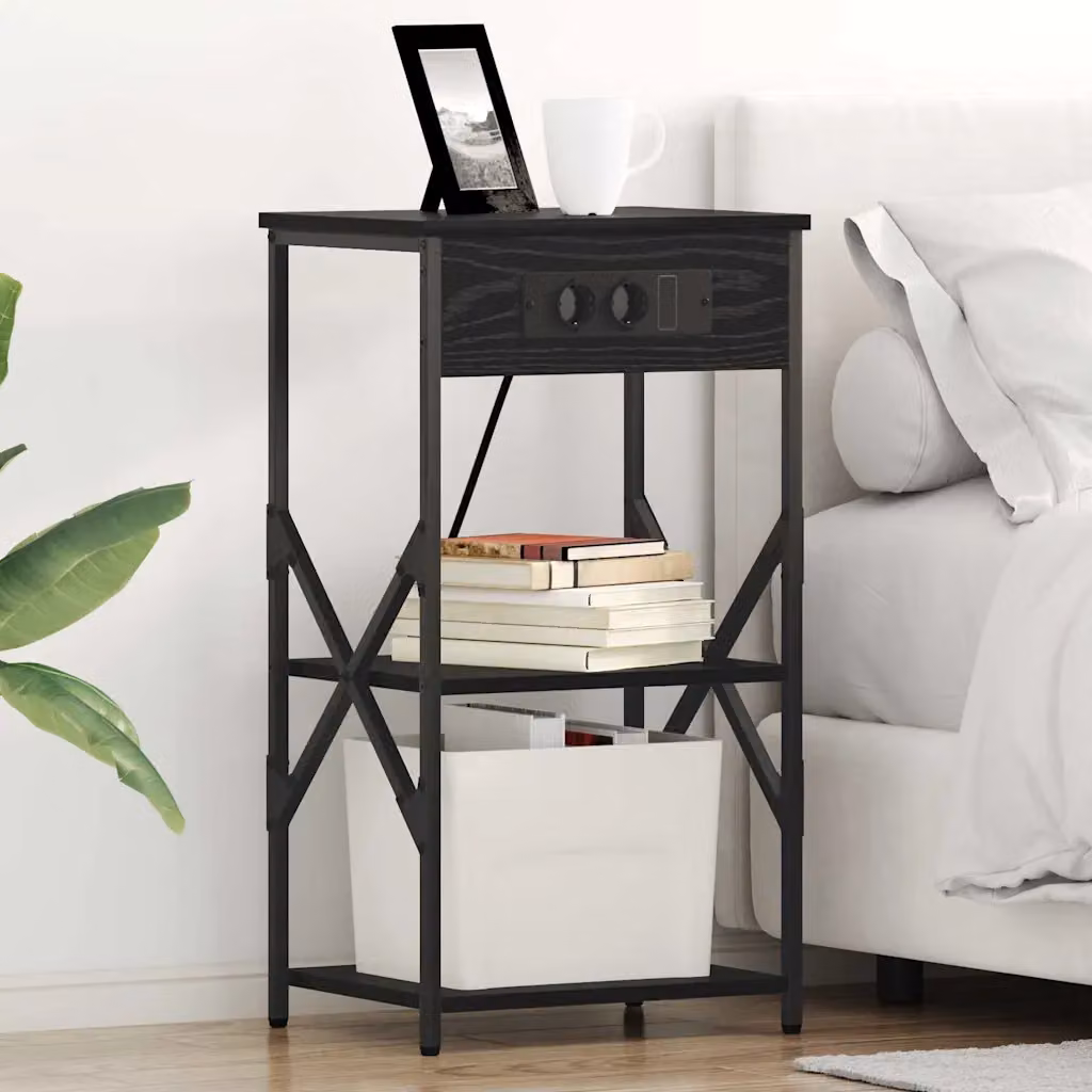 Set di 2 Armadi da Notte vidaXL Moderni in Nero Opaco L: 41 cm, P: 31 cm, H: 76 cm