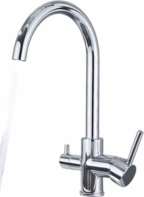 Miscelatore da cucina Klarwerk JULIE con rubinetto a 3 vie per acqua potabile e osmosi, acciaio inossidabile cromato, con beccuccio orientabile a 360 gradi