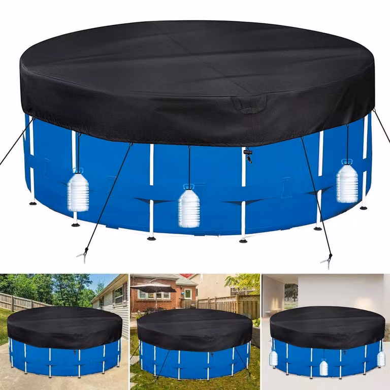Copertura per piscina, forma circolare, diametro 564 cm, tessuto 420D, adatta per piscine con diametro da 500 a 560 cm, con corda di traino