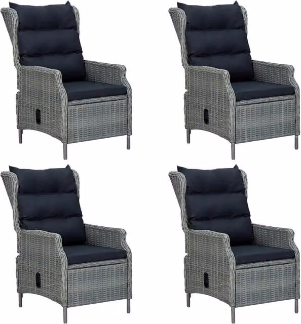 Set da pranzo da giardino vidaXL in legno di acacia oliato, 5 pezzi, Grigio e Nero