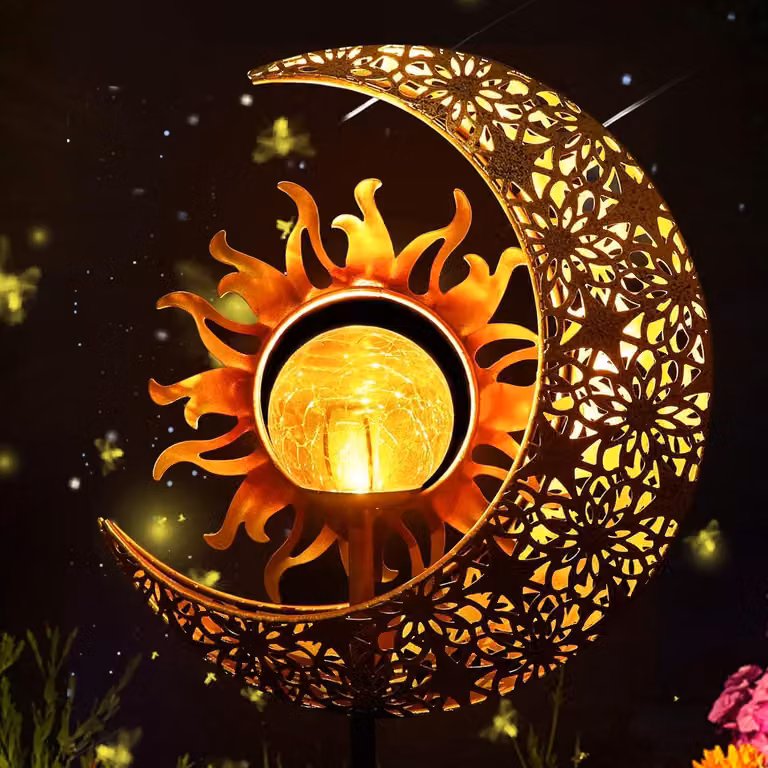 Lampade solari a forma di luna, grado di protezione IP65, capacità della batteria 600 mAh, luce bianco caldo, ideali per giardino e terrazza
