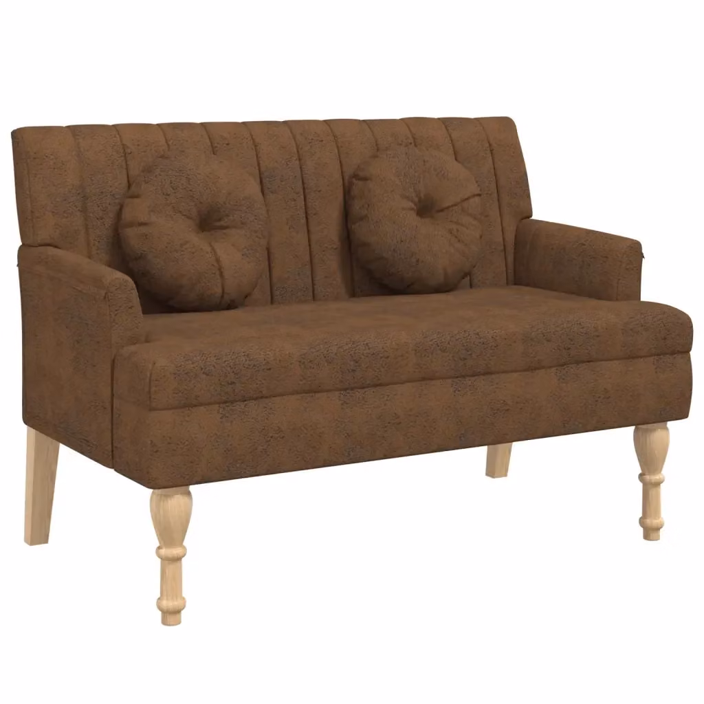 Panca con Cuscini Design Mania Marrone in Microfibra e Finta Pelle L: 113 cm, P: 64,5 cm, H: 75,5 cm – 2