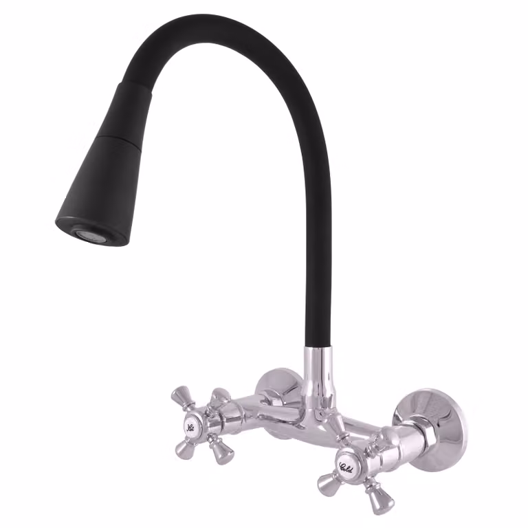 Slezák-RAV Slezák Rav MK302/13 Miscelatore per lavello con braccio flessibile con doccia Colore: cromo/nero, Dimensioni: 150 mm