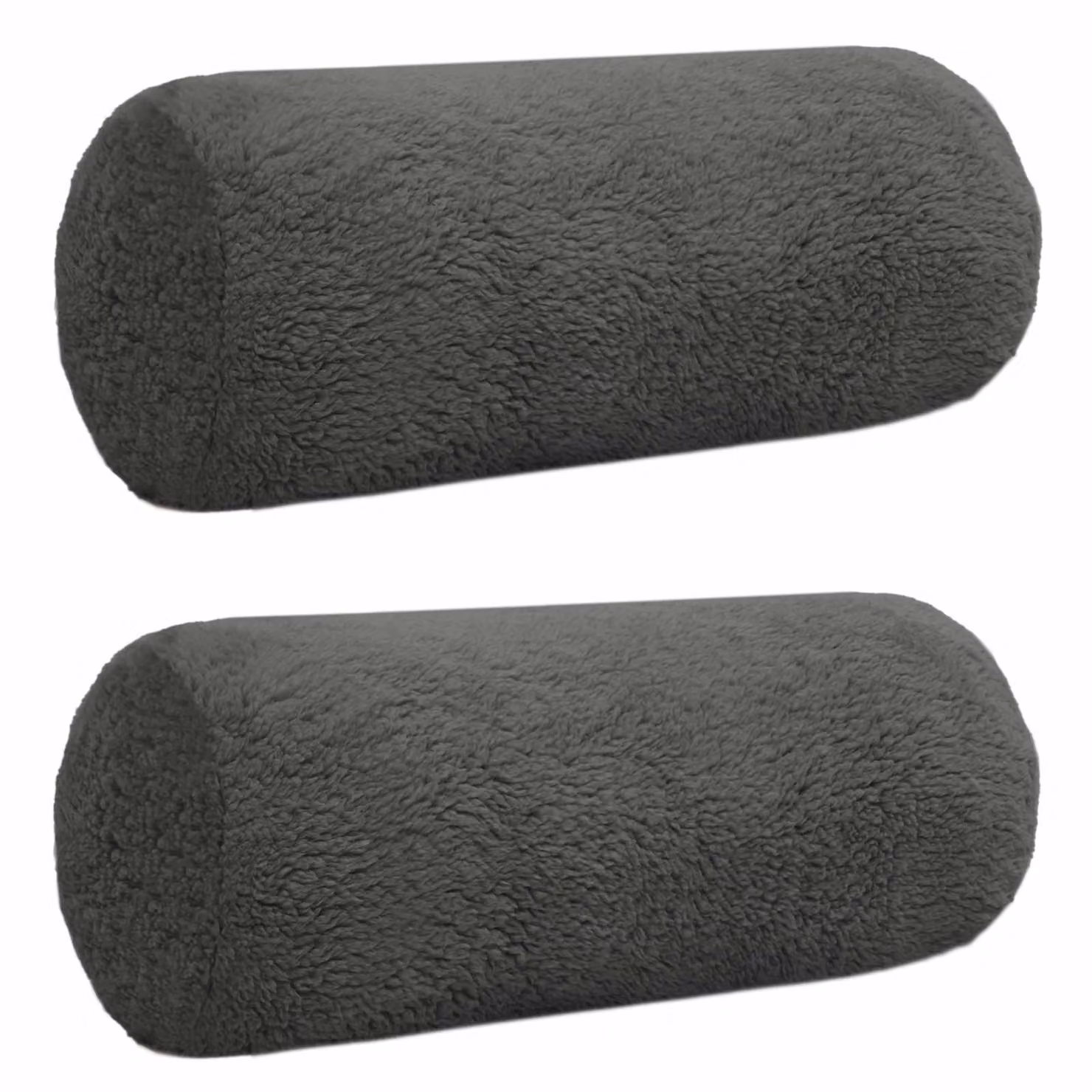 Set di 2 federe vidaXL HEERLEN grigio scuro in tessuto bouclé, forma ovale, Ø 15 x 40 cm