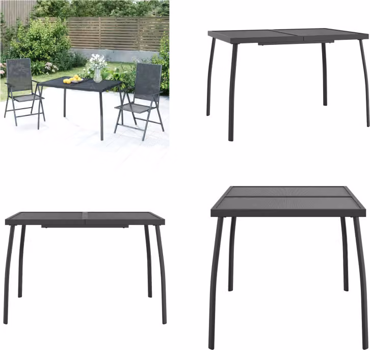 vidaXL Tavolo da giardino antracite 110x80x72 cm con griglia in acciaio - Tavolo da giardino - Tavoli da giardino - Tavolo da esterno - Tavolo da patio