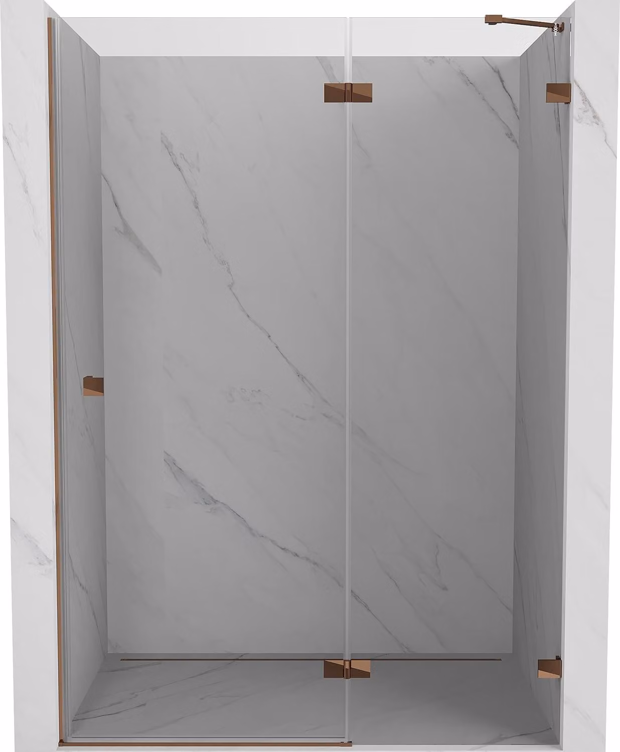 Mexen Lunar porta doccia a battente destra 135 cm, trasparente, oro rosa - 834-135-000-60-00-P