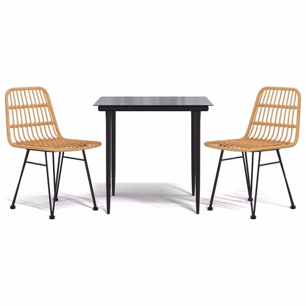 Set da Pranzo da Giardino 3 pz in Polyrattan