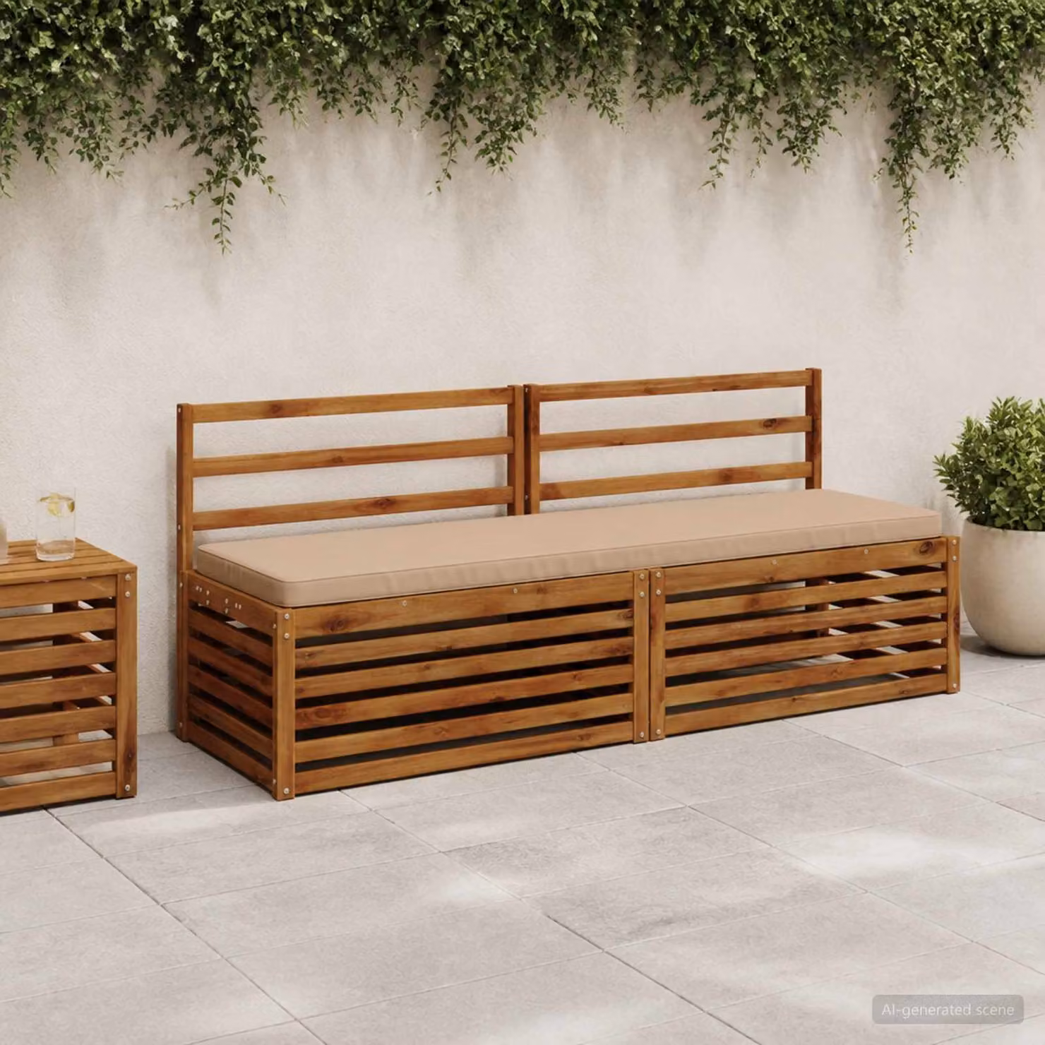 Set di 2 cuscini per panchina vidaXL VUGHT in poliestere beige, lavabili e resistenti ai raggi UV