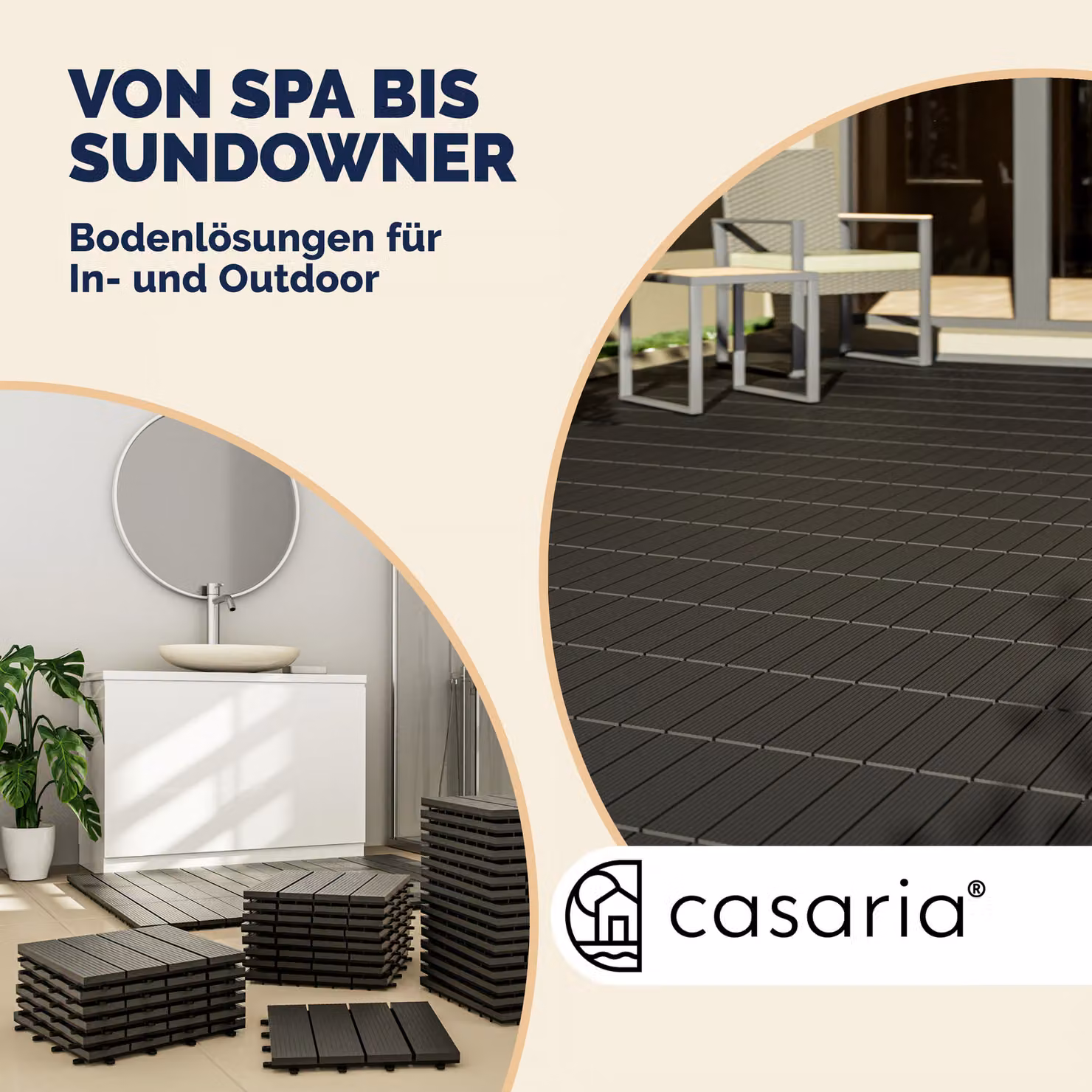 Set di 44 piastrelle da giardino in WPC Casaria colore antracite con sistema click, L/P: 30 x 30 cm – 4