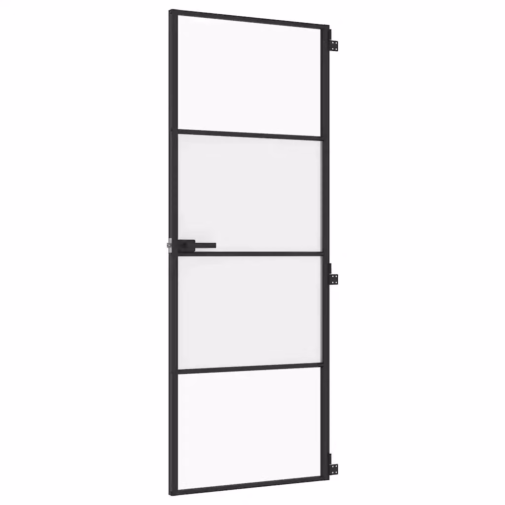 Porta per Interni Moderna vidaXL in Alluminio e Vetro Temperato Trasparente Nera L: 76 cm, H: 201,5 cm – 2