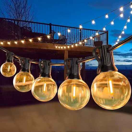 Set di lucine da esterno con 25 lampadine impermeabili - lunghezza 7,5 m - per interni ed esterni, terrazze e feste in giardino
