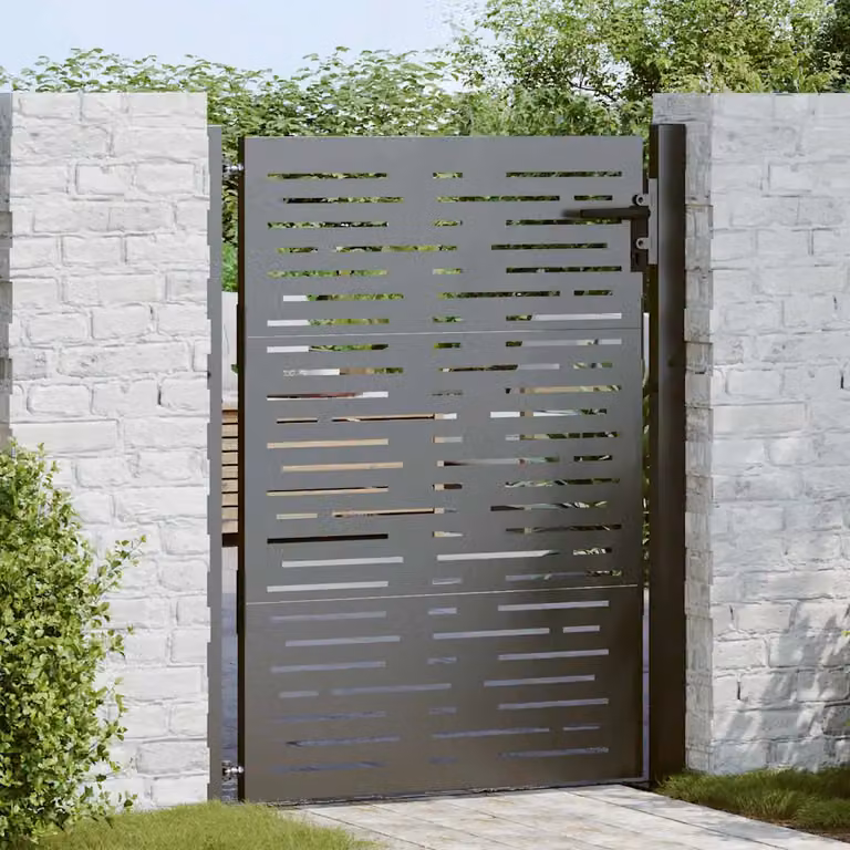 Cancello singolo da giardino vidaXL in acciaio nero L: 110 cm, H: 155 cm