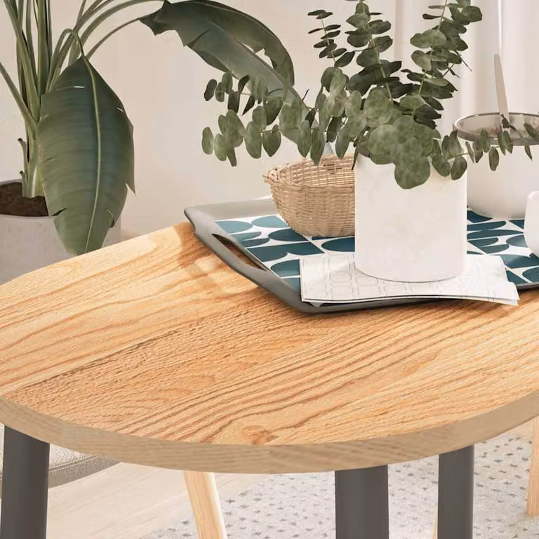 Piano per tavolo ovale in rovere massello vidaXL, colore marrone, L 100 cm x P 50 cm x H 2 cm