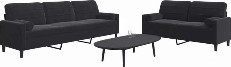 Maison Exclusive - Set divano a 2 posti con cuscini e cuscini cervicali in velluto nero