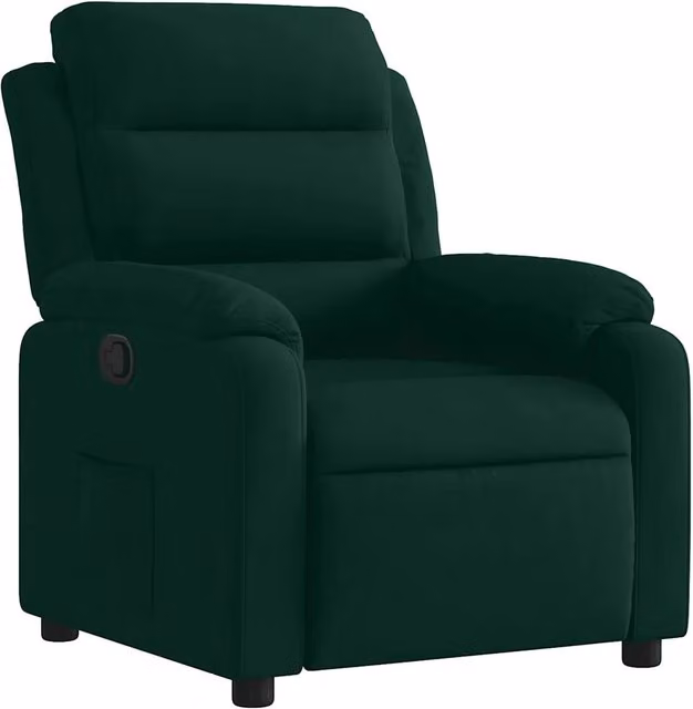 Poltrona | Sedia Relax Reclinabile Verde Scuro in Velluto