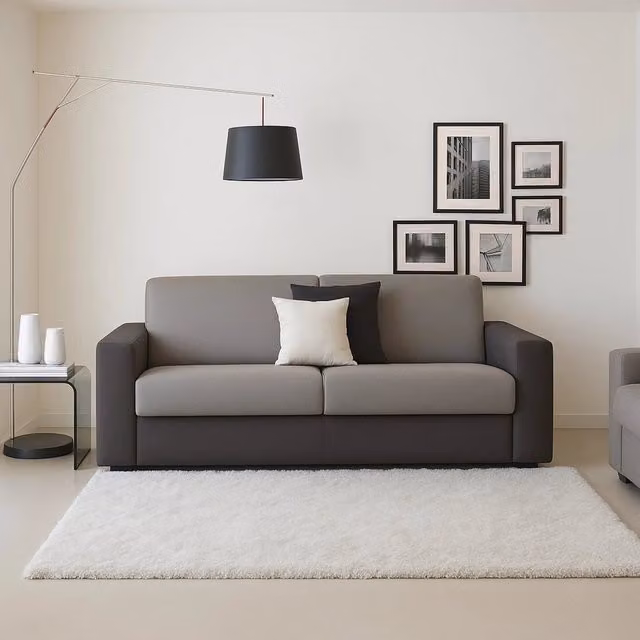 Divano a 3 posti Larimar TALAMO ITALIA, design moderno in tessuto con braccioli slim, Grigio e Antracite, L: 200 cm, P: 95 cm, H: 90 cm – 1
