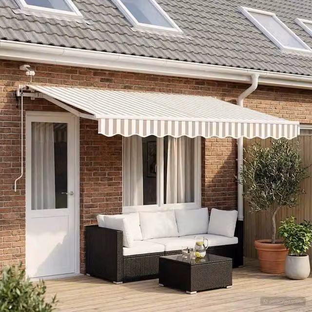 Tenda retrattile Grigio chiaro e bianco 400 × 350 cm Poliestere 3426126