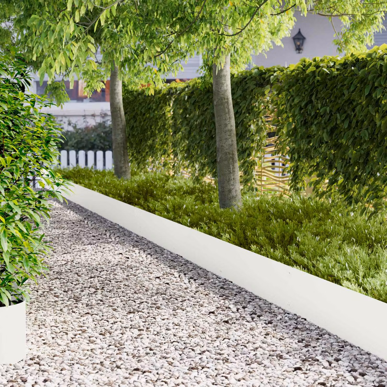 Set di 10 bordure per prato vidaXL in acciaio bianco, 103 x 30 cm