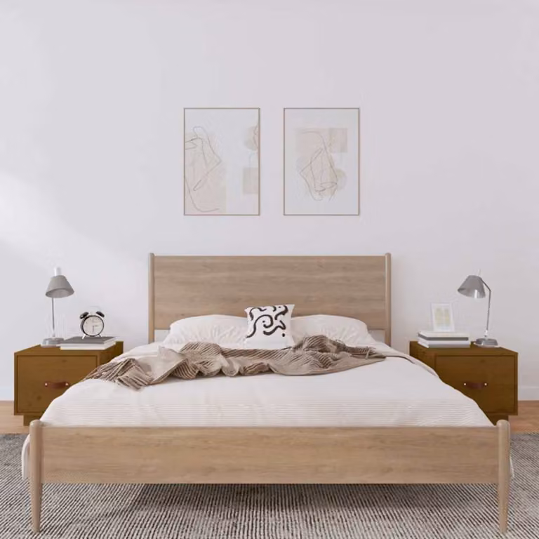 Set di 2 comodini vidaXL in legno massello di pino colore ambra L 40 cm, P 34 cm, H 35 cm
