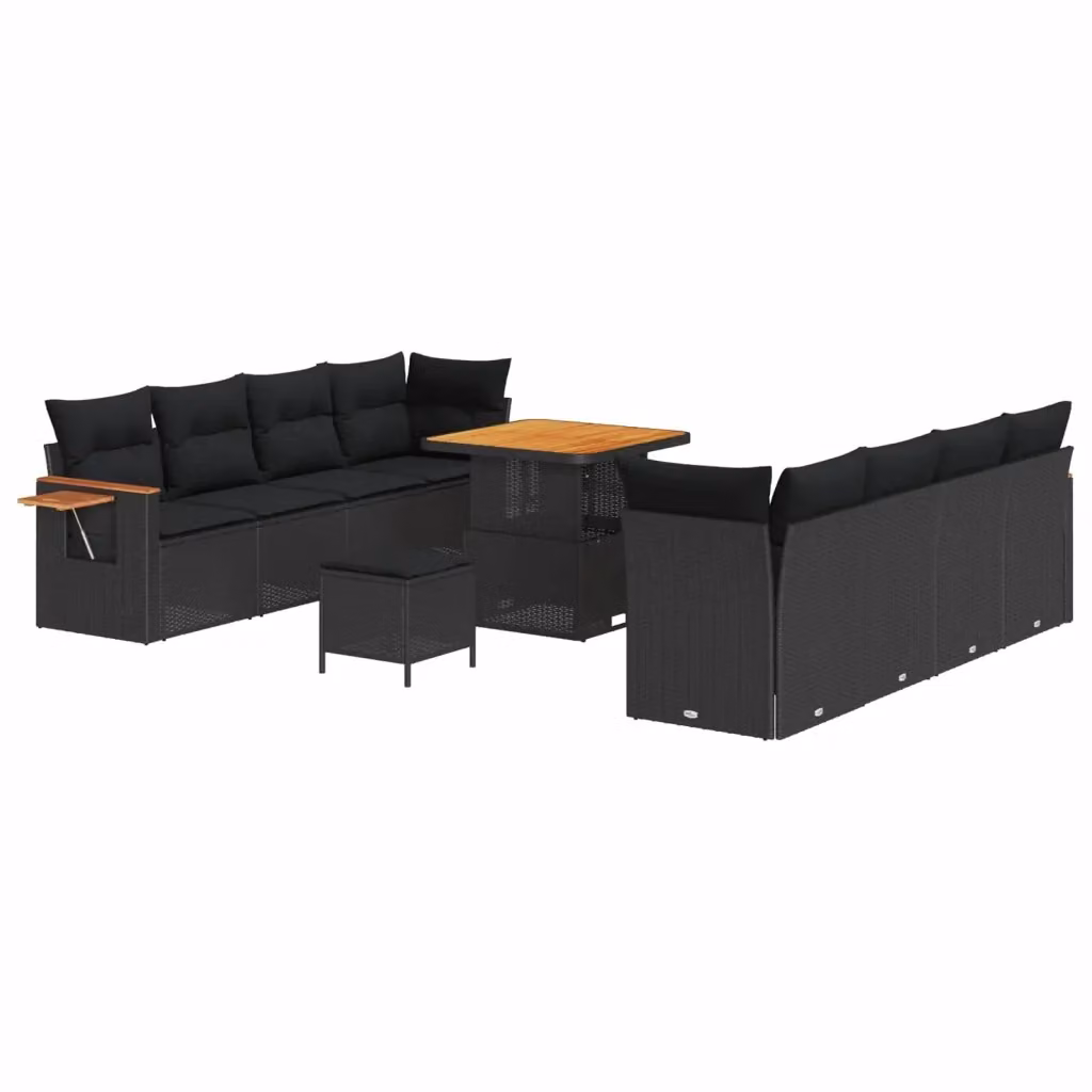 Set Divano da Giardino vidaXL 11 Pezzi con Cuscini e Tavolino Nero – 2