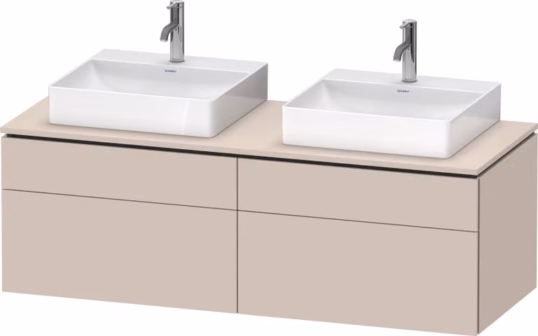 Duravit L-Cube Meuble sous-lavabo en console suspendu, avec plan de toilette en console, 4 tiroirs, pour deux vasques, 1420x482x550mm, LC4872B83830000, LC4872B83830000