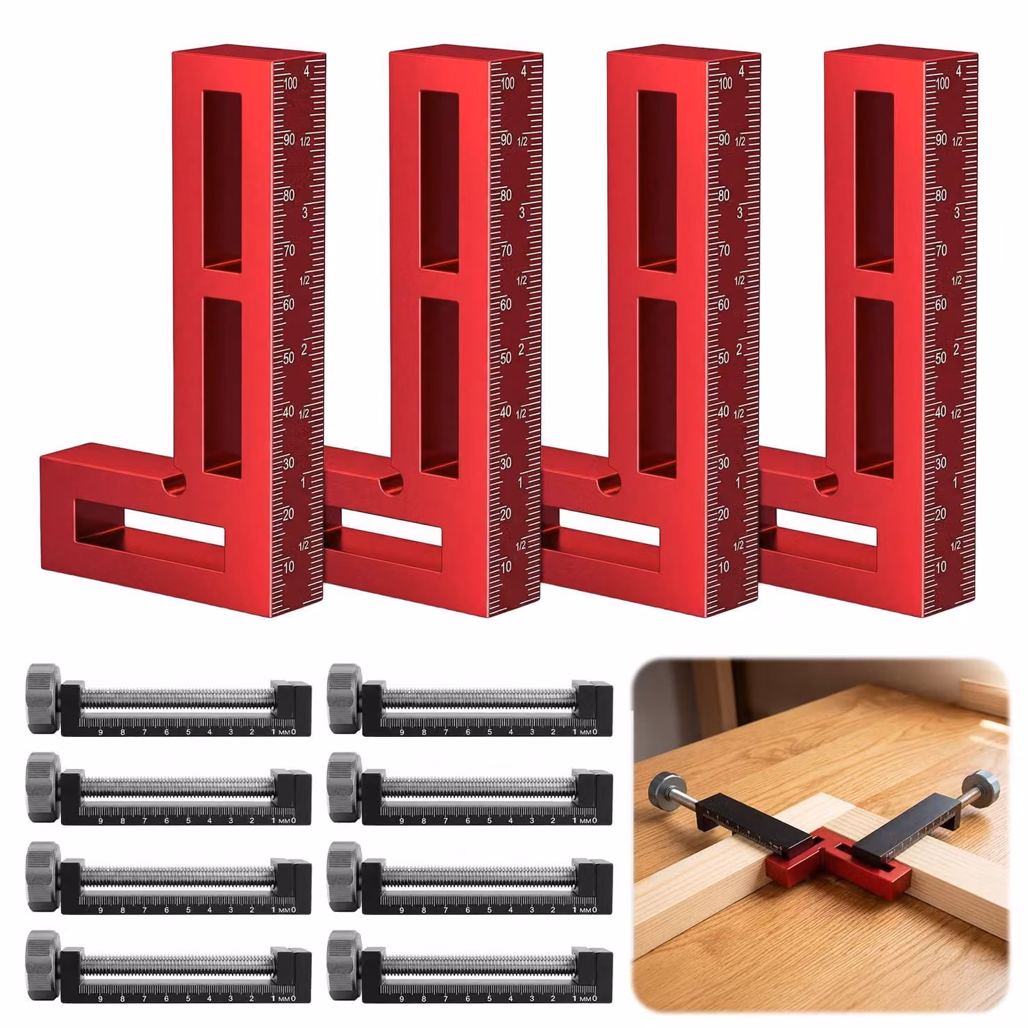 Omgoods - Set di 4 morsetti angolari per lavorazione del legno