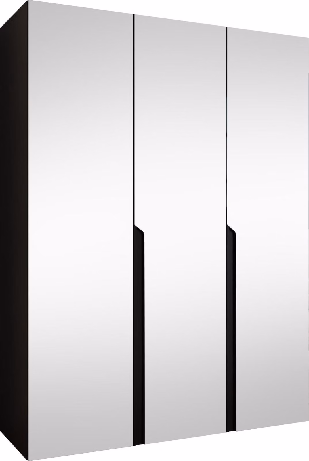 MIRJAN24 Armadio Mila 3 150 con specchio, camera da letto, armadio, con tre ante a battente e due aste appendiabiti, moderno, armadio guardaroba (colore: nero + nero)