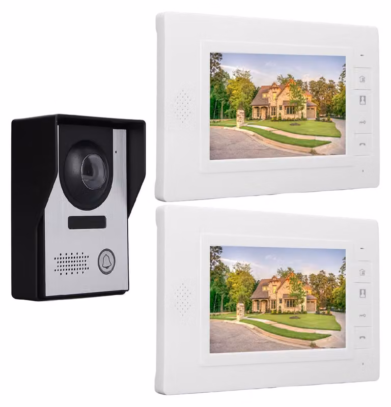 Kit citofonico video senza fili per porta – Schermo TFT da 7 pollici – Visione notturna – 2 unità interne