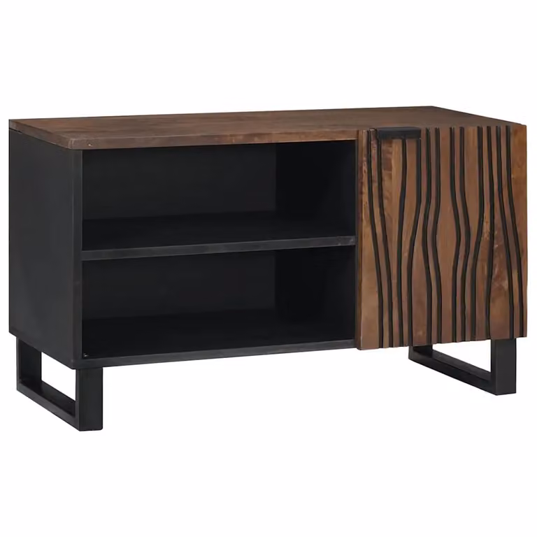 Unità TV moderna vidaXL in legno e metallo, colore marrone, L 80 cm x P 33 cm x H 46 cm