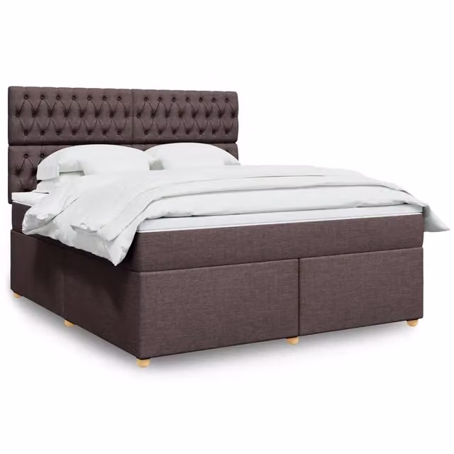 Letto Ibrido vidaXL con Giroletto a Molle e Materasso in Tessuto Marrone e Bianco L/P: 180 x 200 cm