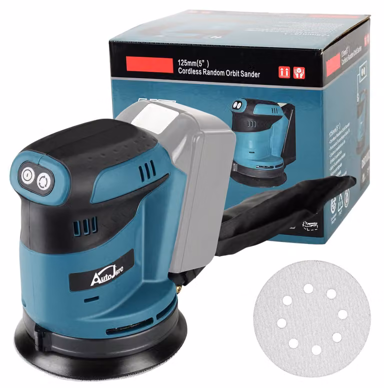 Levigatrice orbitale da 125 mm, 3 velocità, compatibile con batteria Makita da 18 V