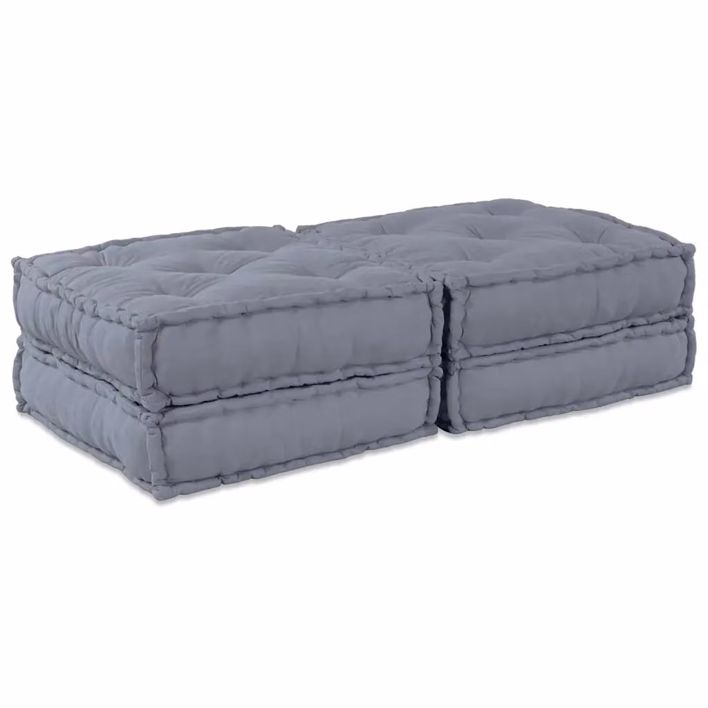 Set di 2 unità di divano modulare vidaXL in tessuto grigio, L 140 cm x P 70 cm x H 36 cm